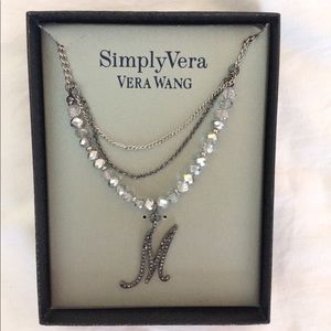 Vera Wang “M” Initial Silver Necklace